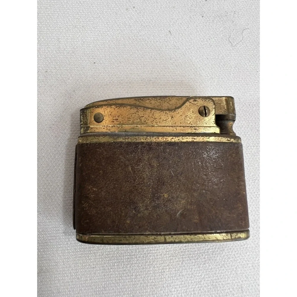 Buxton Butane Lighter Leather Wrapped Brass Retro Tobacciana Vintage